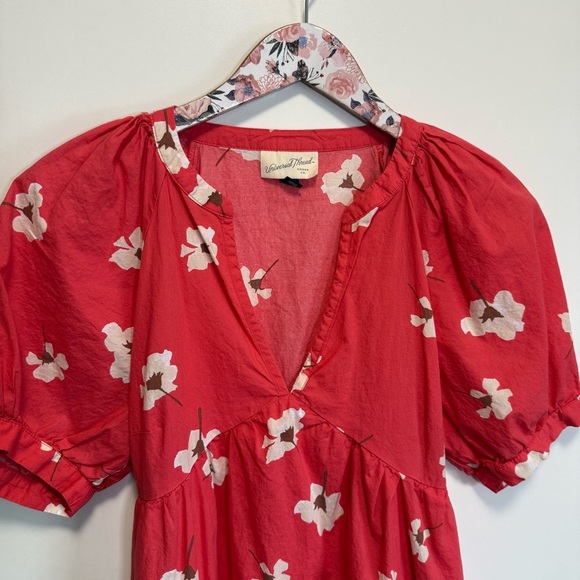 UNIVERSAL THREAD Pink Salmon Floral Puff Sleeve Dress! Size XS - Picture 3 of 9